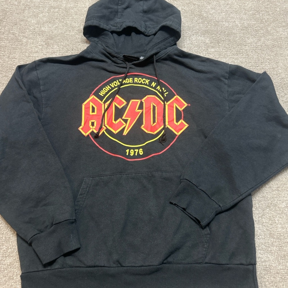 AC/DC Black Hoodie with Red and Yellow Accents